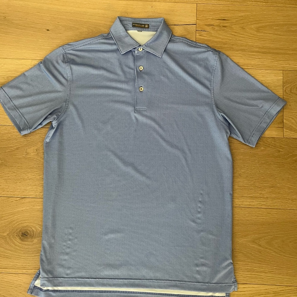 Peter Millar Light Blue Checkered Polo Shirt